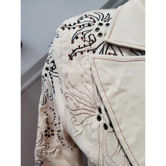 VTG Vanity Petite Tan Cotton Long Sleeve Single Breasted Buttons Front Blazer PP - Picture 4 of 12